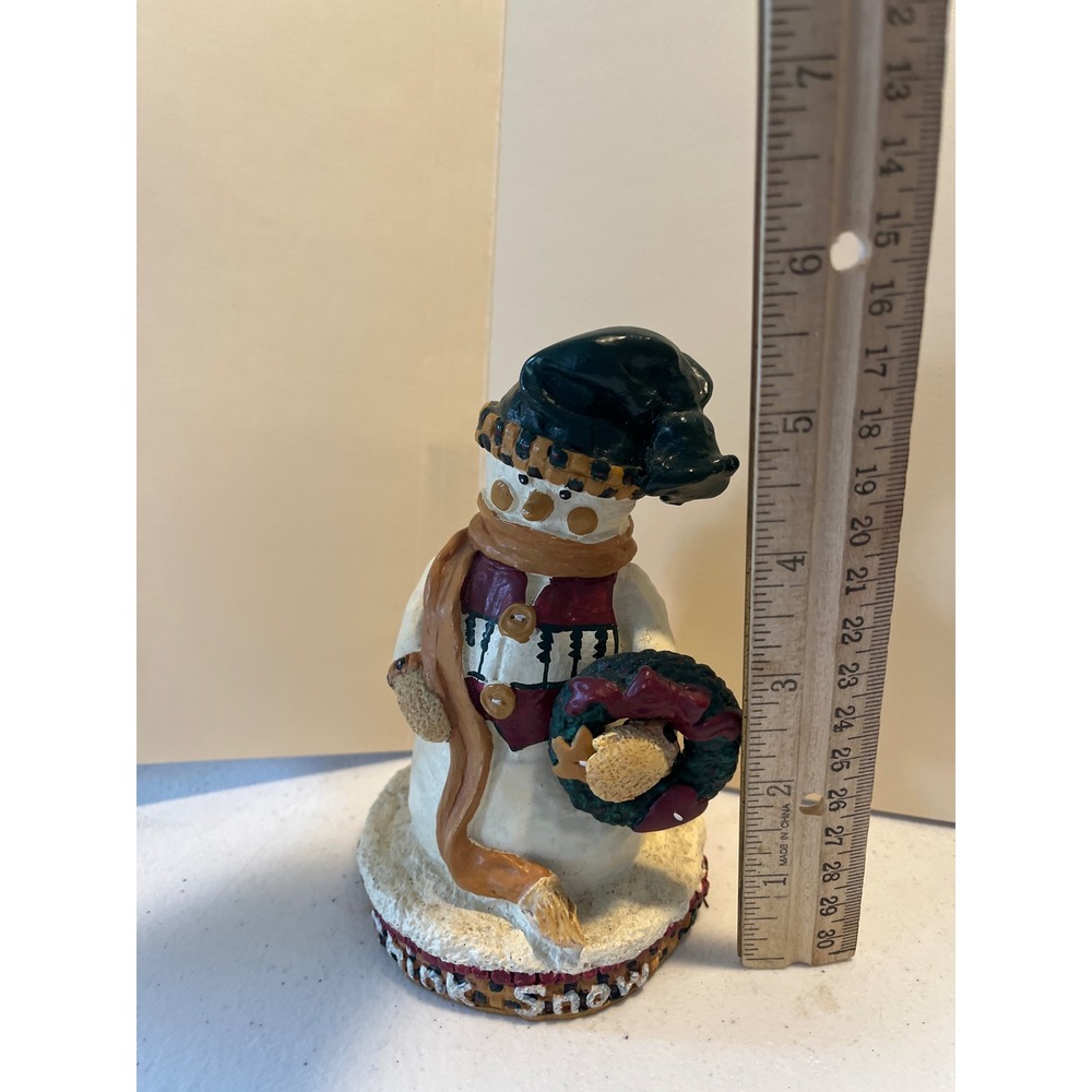 Rustic Snowman Figurine Think Snow Holiday Decor Wreath Scarf 6.5 Inch